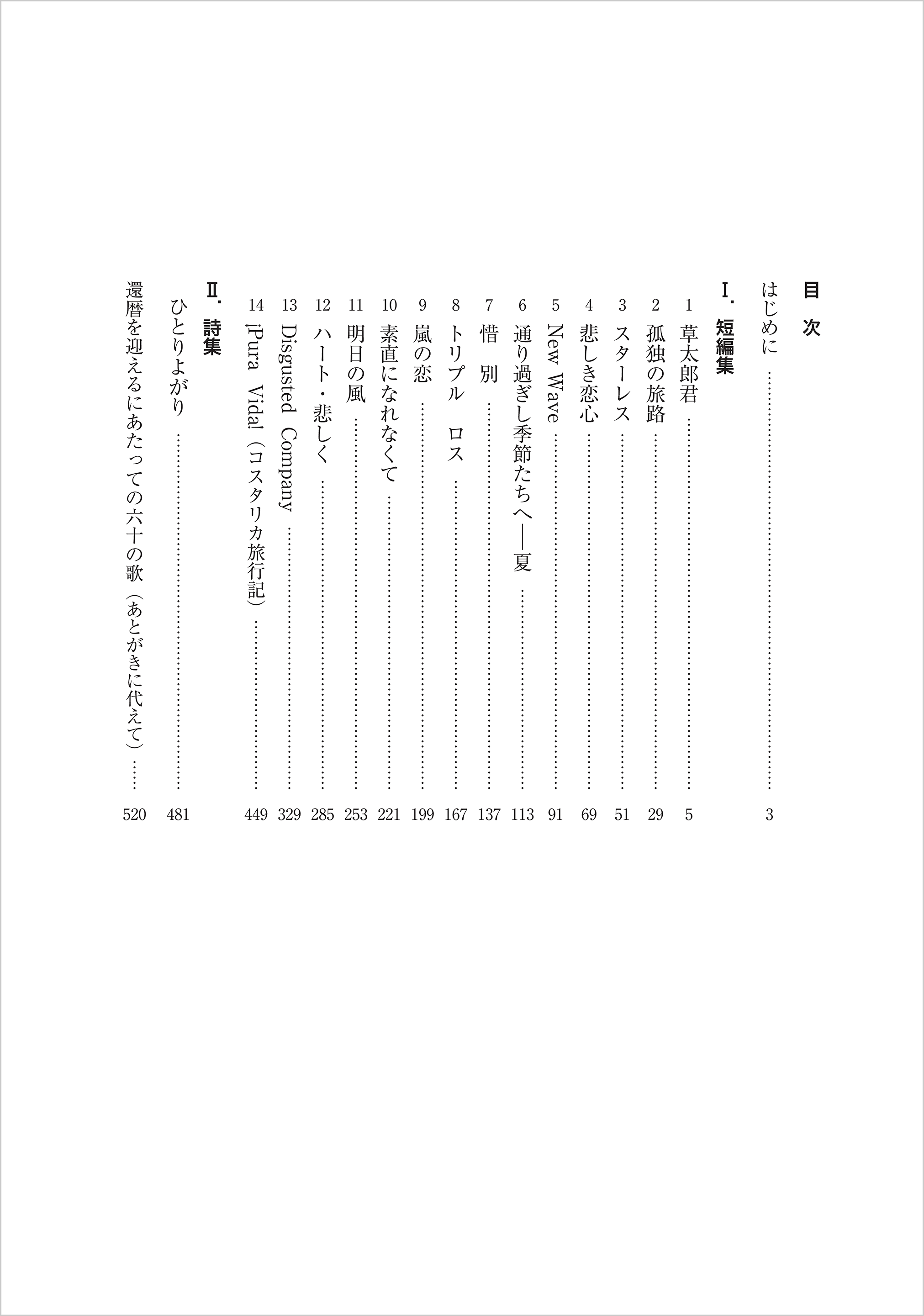 『せっかちなエッセンス』目次ページ