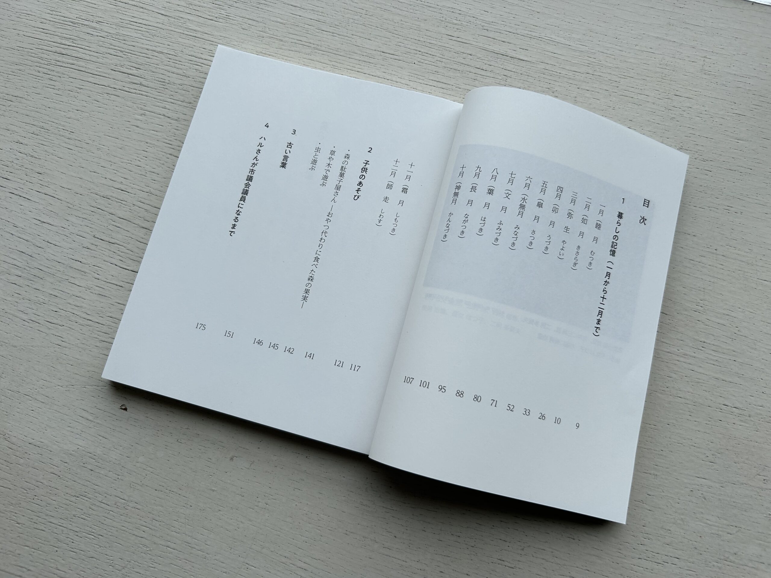 『ハルさんのおぼえがき　ある三鷹の農家の記憶 』目次ページ